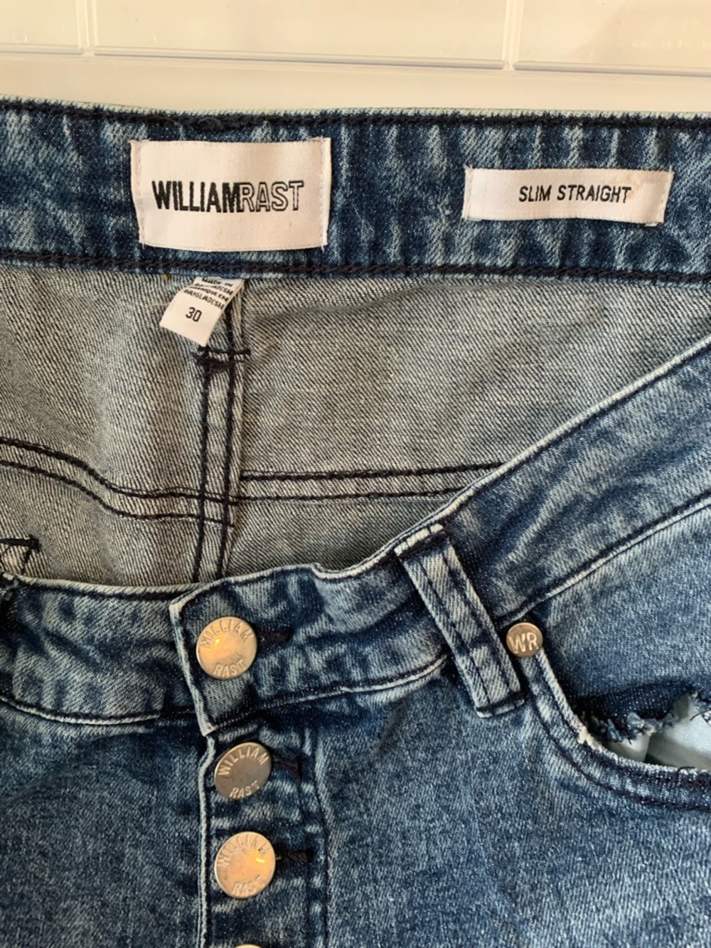 William Rast High-Rise Button-Fly Jeans in Medium Blue Wash - Picture 3 of 3